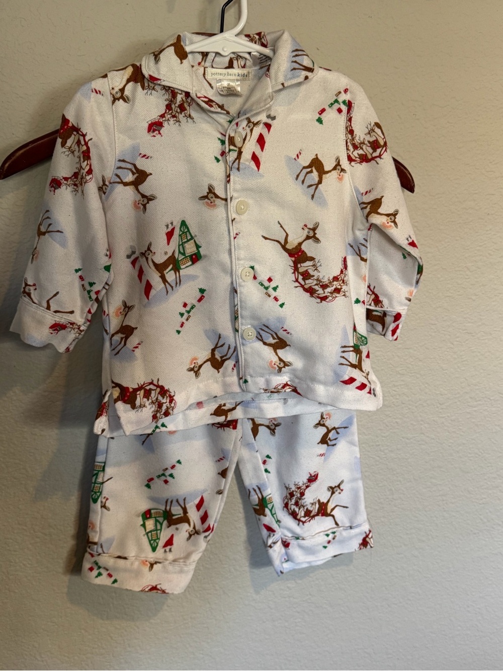 Pottery Barn Kids Rudolph the Red Nosed Reindeer & Candy Cane Holiday Pajama Set